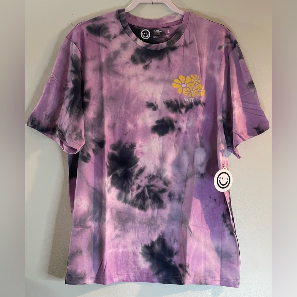NEFF Purple Daisy Flowered Psychedelic Tie Dye T-Shirt - Size L